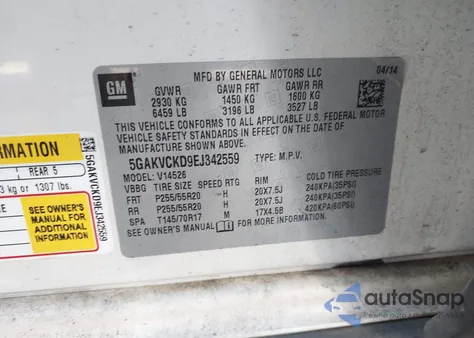 2014 Buick Enclave from USA, damaged, VIN 5GAKVCKD9EJ342559